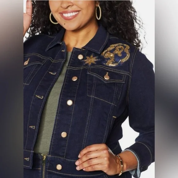 G by Giuliani embellished Jean jacket 1X NWOT - Picture 2 of 12